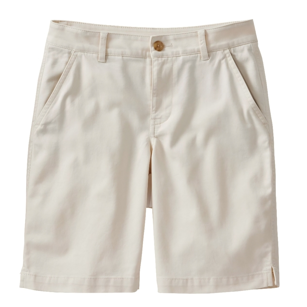 LL Bean Women's Comfort Stretch Shorts Chino Bermudas Size 12 Heritage Stone